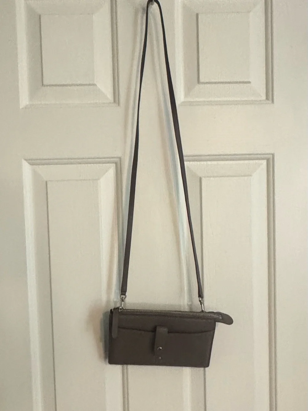 Kate Spade Taupe Pebble Leather Crossbody Wallet